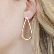 Orecchini a perno goccia scavata 50x22 mm - Placcato oro 3 micron x2