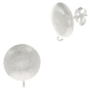 Orecchini a perno mezza pallina striata 17.5x14 mm Anello aperto - Placcatura argento fino x2|raw }}