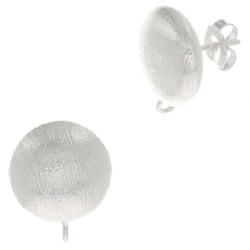 Orecchini a perno mezza pallina striata 17.5x14 mm Anello aperto - Placcatura argento fino x2