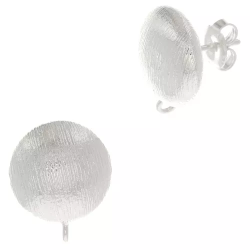Orecchini a perno mezza pallina striata 17.5x14 mm Anello aperto - Placcatura argento fino x2