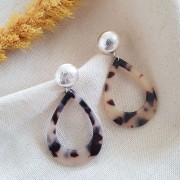 Orecchini a perno mezza pallina striata 17.5x14 mm Anello aperto - Placcatura argento fino x2