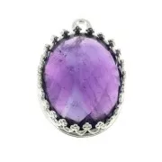 Castone pendente ovale - corona - per cabochon 18 x13 mm - Argento 925 x1