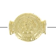 Perla tonda etnica modello fiore 8x6.5 mm - Placcato oro 3 micron x1