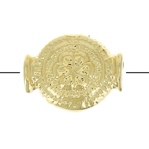 Perla tonda etnica modello fiore 8x6.5 mm - Placcato oro 3 micron x1