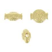 Perla tonda etnica modello fiore 8x6.5 mm - Placcato oro 3 micron x1