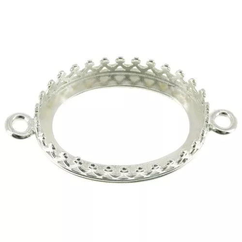 Castone distanziatore ovale - corona - per cabochon 18x13 mm - Argento 925 x1