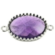 Castone distanziatore ovale - corona - per cabochon 18x13 mm - Argento 925 x1