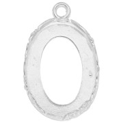 Castone pendente ovale - floreale - per cabochon 18 x13 mm - Argento 925 x1