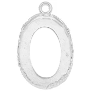 Castone pendente ovale - floreale - per cabochon 18 x13 mm - Argento 925 x1