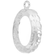 Castone pendente ovale - floreale - per cabochon 18 x13 mm - Argento 925 x1