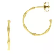 Orecchini cerchio effetto bambù 20 mm - Argento 925 Dorato x2