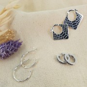 Orecchini cerchio effetto bambù 20 mm - Argento 925 Dorato x2