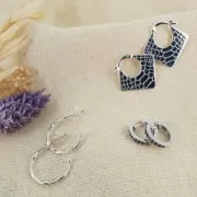 Orecchini cerchio effetto bambù 20 mm - Argento 925 Dorato x2