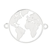 Distanziatore tondo mappa del mondo 2 anelli 13 mm - Argento 925 x1