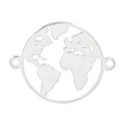 Distanziatore tondo mappa del mondo 2 anelli 13 mm - Argento 925 x1