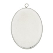 Pendente castone ovale per cabochon fondo piatto 40x30 mm - Argento 925 x1|raw }}