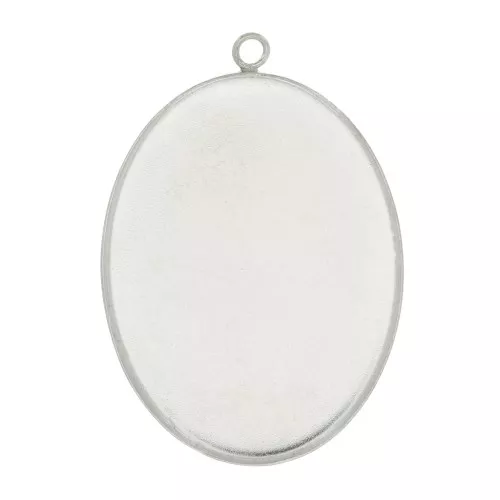 Pendente castone ovale per cabochon fondo piatto 40x30 mm - Argento 925 x1