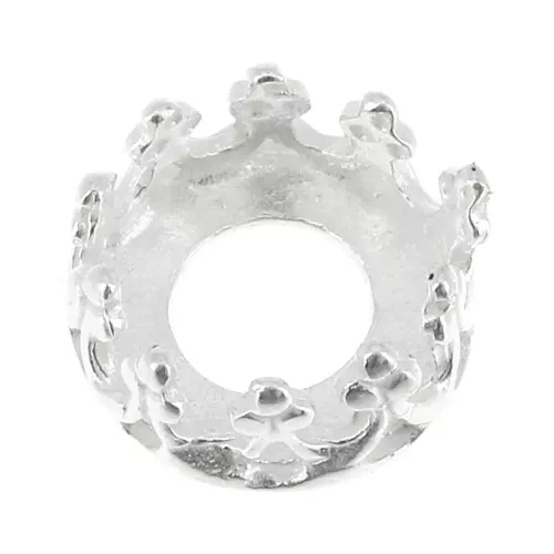 Castone tondo - corona - per cabochon 6 mm Placcatura argento fino x1