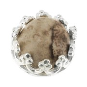 Castone tondo - corona - per cabochon 6 mm Placcatura argento fino x1