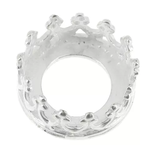 Castone tondo - corona - per cabochon 8 mm Placcatura argento fino x1