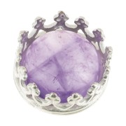 Castone tondo - corona - per cabochon 8 mm Placcatura argento fino x1