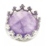 Castone tondo - corona - per cabochon 8 mm Placcatura argento fino x1