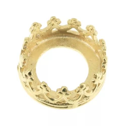 Castone tondo - corona - per cabochon 8 mm Dorato con oro fino x1