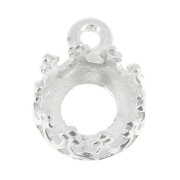 Castone pendente tondo - corona - per cabochon 6mm Placcatura argento fino x1|raw }}