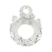 Castone pendente tondo - corona - per cabochon 6mm Placcatura argento fino x1