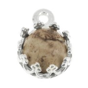Castone pendente tondo - corona - per cabochon 6mm Placcatura argento fino x1