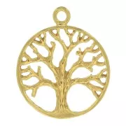 Pendente tondo- modello Albero di vita 24x20 mm - Placcato Oro 3 micron x1