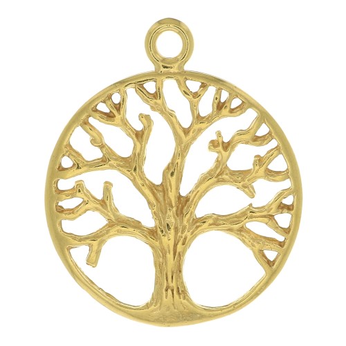 Pendente tondo- modello Albero di vita 24x20 mm - Placcato Oro 3 micron x1