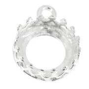 Castone pendente tondo - corona - per cabochon 8 mm Placcatura argento fino x1|raw }}