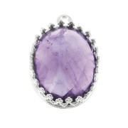 Castone pendente ovale - corona per cabochon 18x13mm Placcatura argento fino x1
