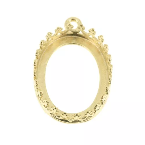 Castone pendente ovale - corona per cabochon 18x13mm Dorato con oro fino x1