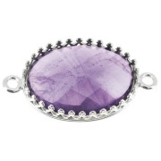 Castone distanziatore corona per cabochon 18x13mm Placcatura argento fino x1