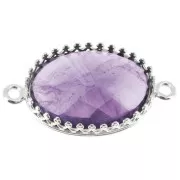 Castone distanziatore corona per cabochon 18x13mm Placcatura argento fino x1