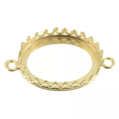 Castone distanziatore corona per cabochon 18x13 mm Dorato con oro fino x1