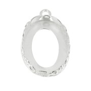 Castone pendente ovale -floreale per cabochon 18x13 mm Placcatura argento fino x1|raw }}