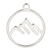 Ciondolo tondo scavato montagne 13 mm in Argento 925 x1