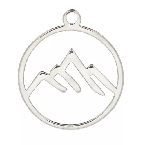 Ciondolo tondo scavato montagne 13 mm in Argento 925 x1