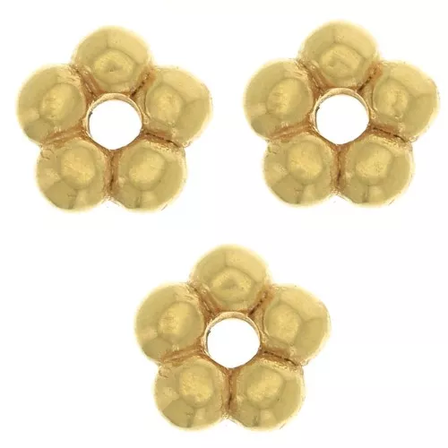 Perle tonde forma fiore 4.5 mm - Placcato oro 3 micron x4