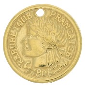 Zecchino moneta Repubblica francese 11 mm - Placcato oro 3 micron x1