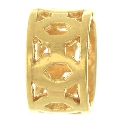 Perlina tubo lavorata 6.5x4 mm con foro grande 5 mm - Placcato oro 3 micron x1