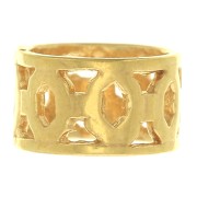 Perlina tubo lavorata 6.5x4 mm con foro grande 5 mm - Placcato oro 3 micron x1