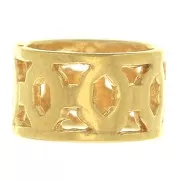 Perlina tubo lavorata 6.5x4 mm con foro grande 5 mm - Placcato oro 3 micron x1