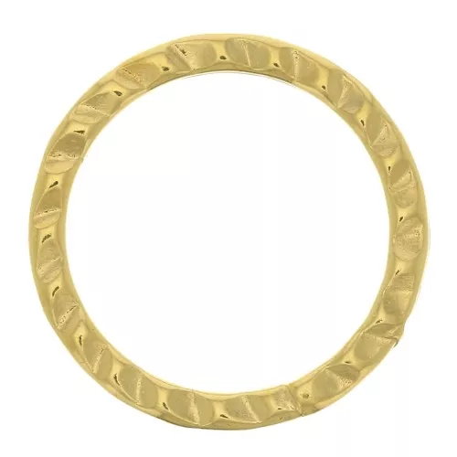 Anello chiuso tondo striato 12 mm - Placcato oro 3 micron