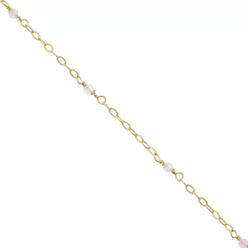 Catena Forzatina limata 2mm con quarzo rosa Argento 925 Dorato con oro fino x50cm
