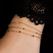 Catena Forzatina limata 2mm con quarzo rosa Argento 925 Dorato con oro fino x50cm