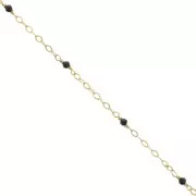 Catena Forzatina limata 2mm con onice nero -Argento 925 Dorato con oro fino x50cm